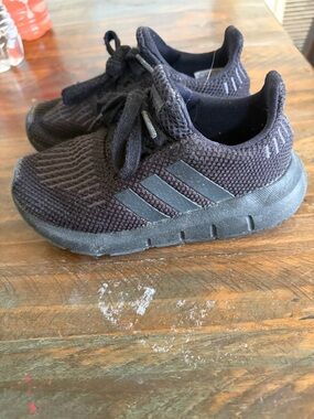 adidas Kids Black Knit Lace-Up Sneakers